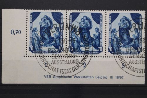 DDR, MiNr. 509, Dreierstreifen, Ecke links unten, DV, gestempelt