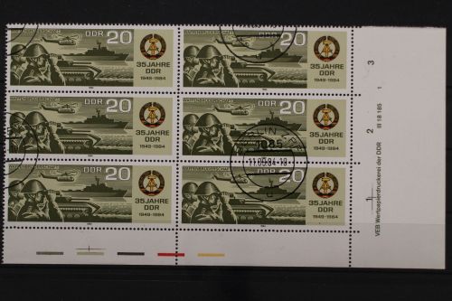 DDR, MiNr. 2894, Sechserblock mit DV 1, EST