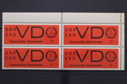 DDR Dienst D, MiNr. 3 x, 4er Block, Ecke rechts oben, postfrisch