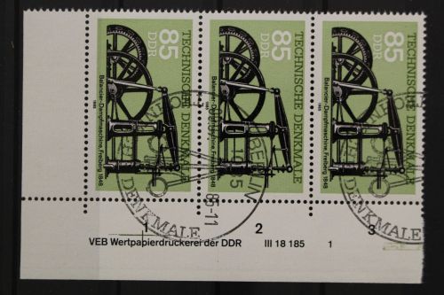 DDR, MiNr. 2958, Dreierstreifen, Ecke links unten mit DV 1, ESST