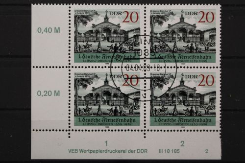DDR, MiNr. 3239, Viererblock. Ecke links unten, DV 2, EST
