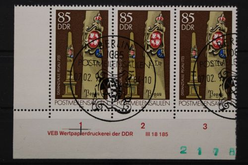 DDR, MiNr. 2856, Dreierstreifen, Ecke links unten, DV, ESST