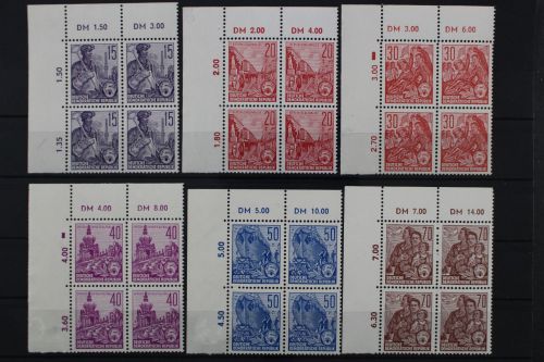 DDR, MiNr. 579-584 B, Viererblöcke, Ecke links oben, postfrisch
