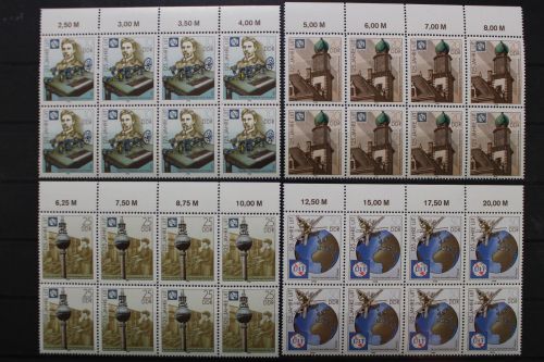 DDR, MiNr. 3332-3335, Achterblöcke, Oberrand, postfrisch