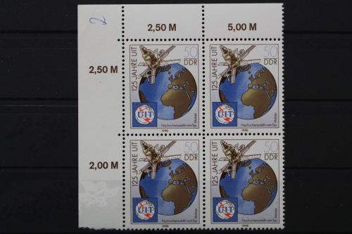 DDR, MiNr. 3335, Viererblock, Ecke links oben, postfrisch