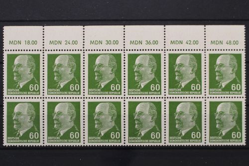 DDR, MiNr. 1080, Zwölferblock, Oberrand 2 (MDN), postfrisch