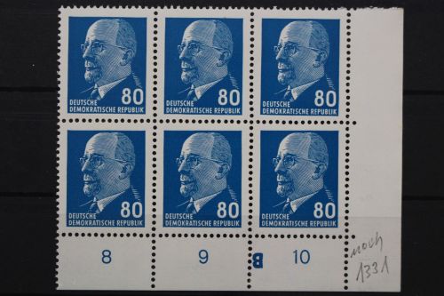 DDR, MiNr. 1331, 6er Block, Ecke rechts unten, DKZ B, postfrisch