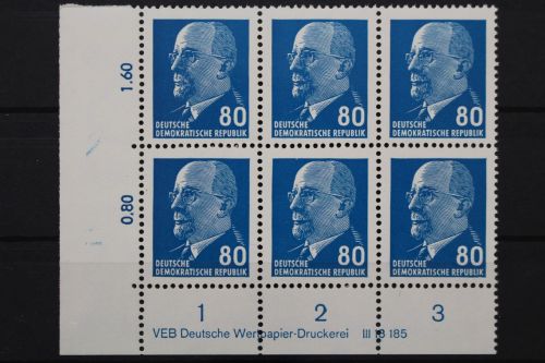 DDR, MiNr. 1331, Sechserblock, Ecke links unten, DV, postfrisch