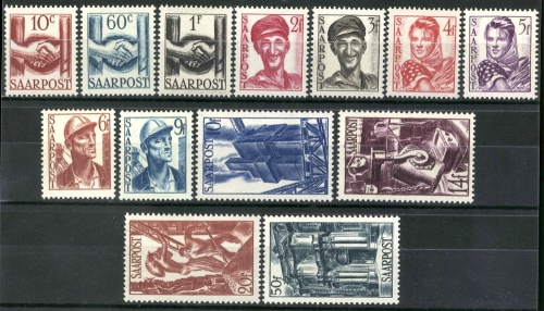 Saarland, MiNr. 239-251, Falz