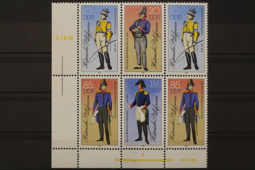 DDR, MiNr. 2997-3000 II 6er Block Ecke li. unten DV 1, postfrisch