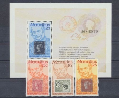 Mauritius, MiNr. 480-482 und Block 11, postfrisch