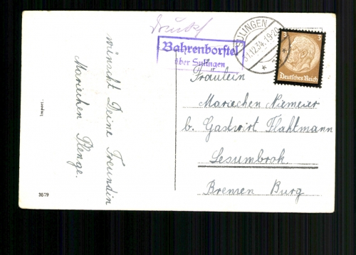 Bahrenborstel über Sulingen, Landpoststempel