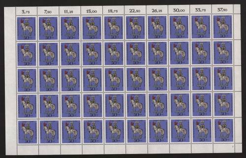 Deutschland (BRD), MiNr. 607, 50er Bogen, FN 1, postfrisch