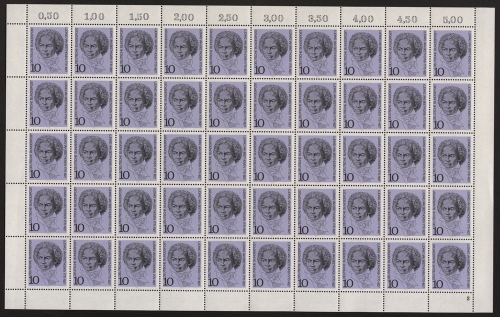 Deutschland (BRD), MiNr. 616, 50er Bogen, FN 2, postfrisch