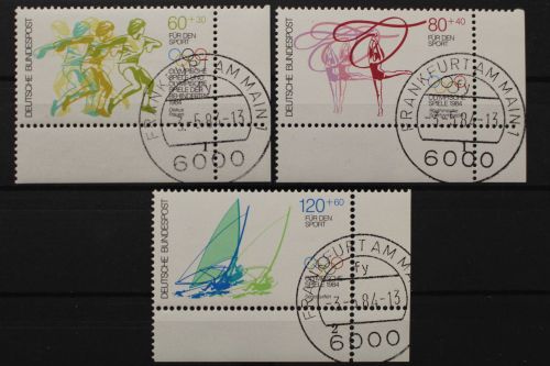 Deutschland, MiNr. 1206-1208, Ecken re. unten, FN 1 bzw. 2, gestempelt