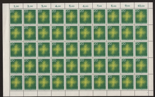 Deutschland (BRD), MiNr. 647, 50er Bogen, FN 1, postfrisch
