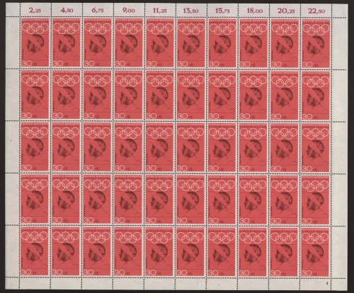 Deutschland (BRD), MiNr. 564, 50er Bogen, FN 4, postfrisch