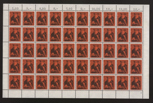 Deutschland (BRD), MiNr. 535, 50er Bogen, PLF I, FN 1, postfrisch