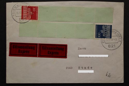 Deutschland (BRD), MiNr. 508 + 509 je mit 4 Leerfelder auf Eilboten