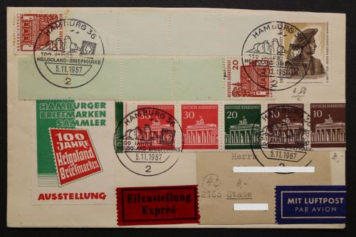 Deutschland, 456 R, 2 x 4 Leerfelder + Marke + Zusatzfr. auf Eilboten-Lupobrief