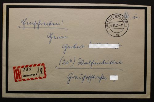 Deutschland (BRD), Block 2 auf R-Brief ab Hannover