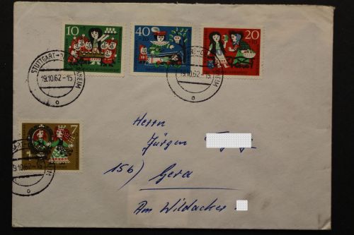 Deutschland (BRD), MiNr. 385-388 auf Brief, 19.10.62