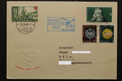 Schweiz, Erste Helicopter Post, 23.Sept.1948