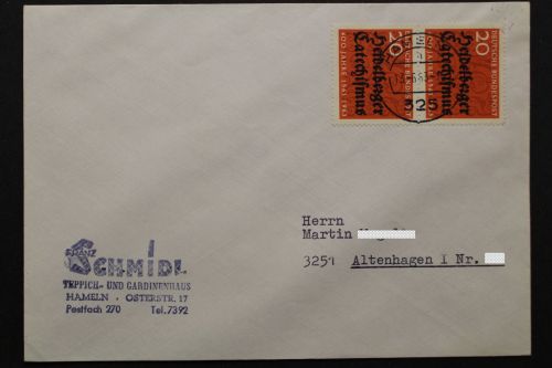 Deutschland (BRD), MiNr. 396, senkrechtes Paar auf Brief