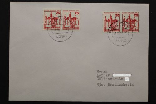 Berlin, MiNr. 587, zwei waagerechte Paare auf Brief