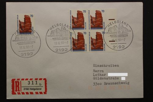 Berlin, MiNr. 874, waagerechtes Paar + Einzelmarke auf R-Brief