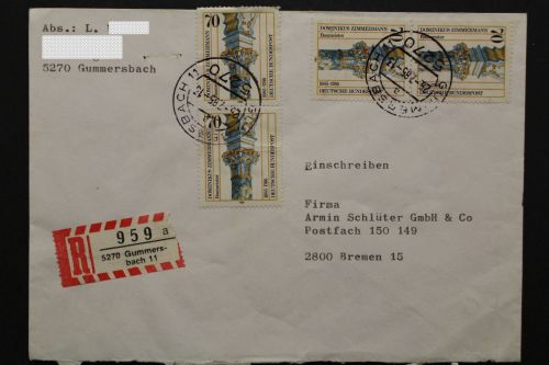 Deutschland (BRD), MiNr. 1251 auf R-Brief vom 25.7.85