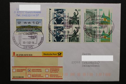 Deutschland (BRD), MiNr. 1531-1534 auf R-Brief vom 30.1.02