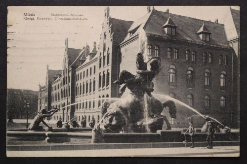 Hamburg Altona, Stuhlmann-Brunnen, Königl. Eisenbahn-Direktions-Gebäude