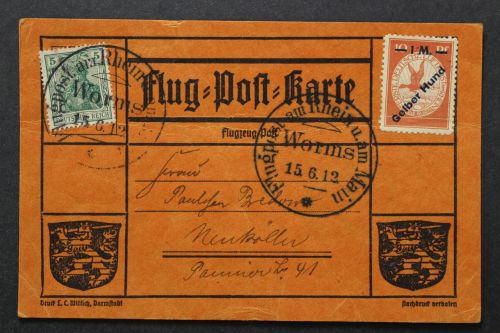 Deutsches Reich, MiNr. IV Gelber Hund Flugpost, Sonderkarte