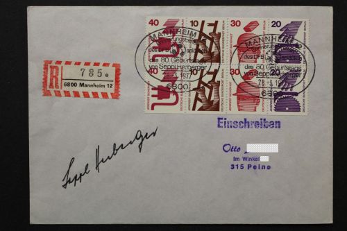 Sepp Herberger, Originalunterschrift auf Brief, 28.3.77