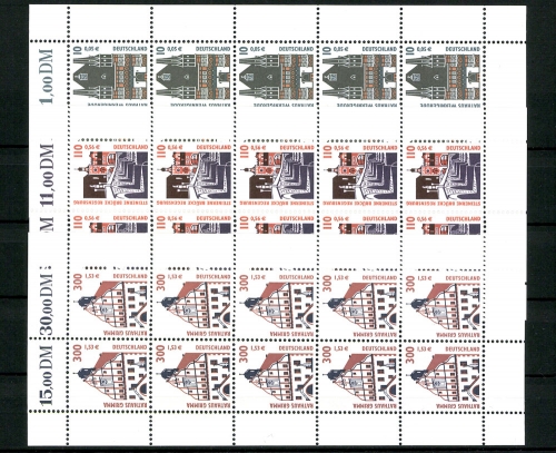 Deutschland (BRD), MiNr. 2139-2141, Kleinbögen, postfrisch