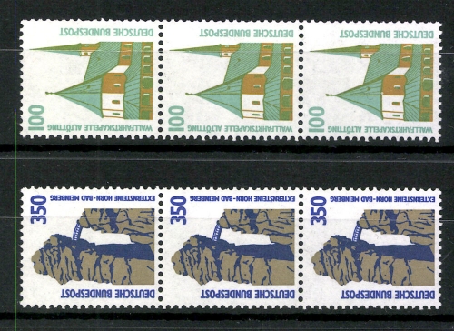 Deutschland (BRD), MiNr. 1406-1407, 3er Streifen waag. Zählnummern, postfrisch