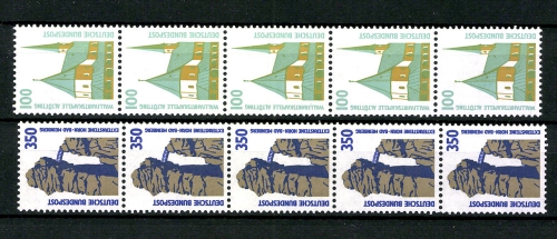 Deutschland (BRD), MiNr. 1406-1407, 5er Streifen waag. Zählnummern, postfrisch
