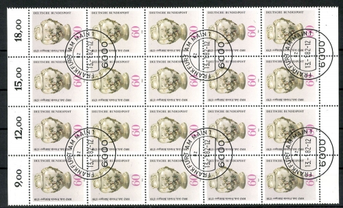 Deutschland (BRD), MiNr. 1118, 20er Bogenteil, Ober- u. Unterrand, gestempelt