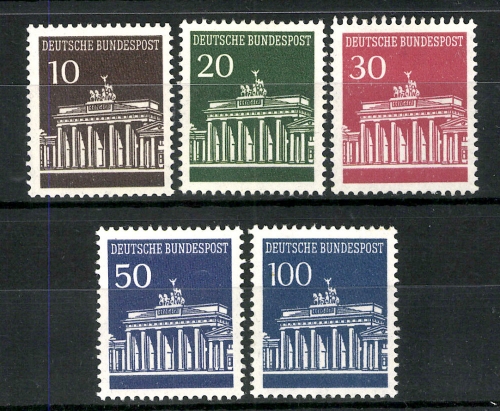 Deutschland (BRD), MiNr. 506-510 v, mit Zählnummern, postfrisch