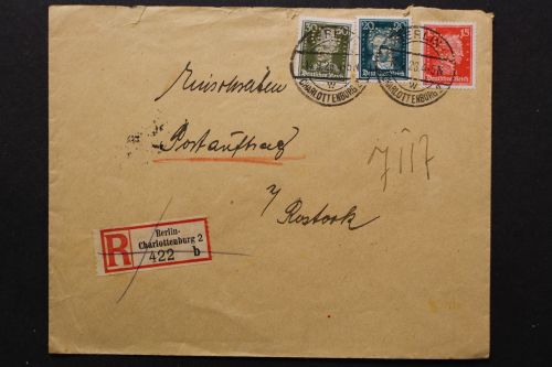 Deutsches Reich, Frankatur mit Lochung GGM, 3 Marken, 14.9.28