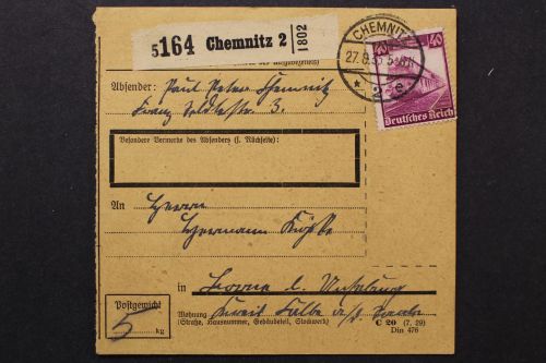 Deutsches Reich, MiNr. 583 auf Paketkarte