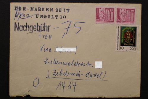 DDR, Stempel: Marke seit 3.10. ungültig - Nachgebühr