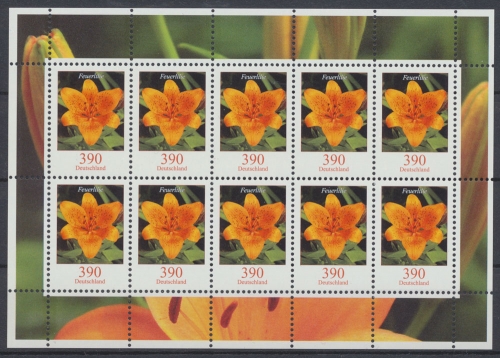 Deutschland (BRD), MiNr. 2534 Kleinbogen, Feuerlilie, postfrisch