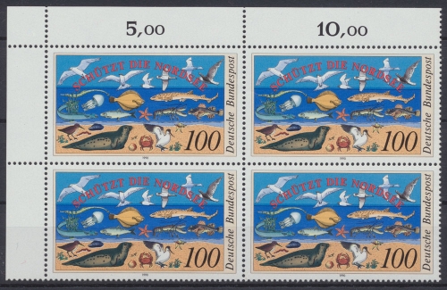 Deutschland (BRD), MiNr. 1454, Viererblock, Eckrand links oben, postfrisch