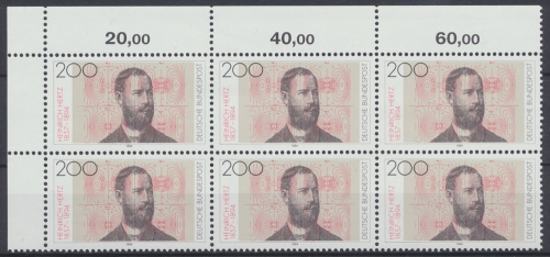 Deutschland (BRD), MiNr. 1710, 6er Block, Eckrand links oben, postfrisch