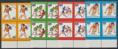 Berlin, MiNr. 517-520, Viererblöcke, Unterränder, postfrisch