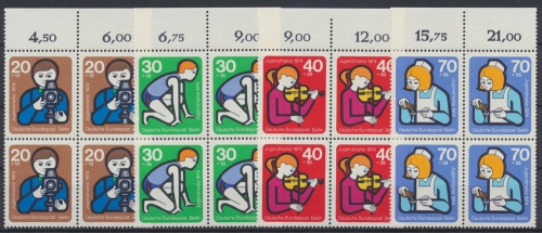 Berlin, MiNr. 468-471, Viererblöcke, Oberränder, postfrisch