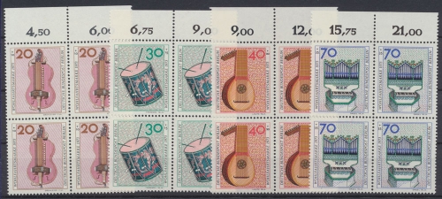 Berlin, MiNr. 459-462, Viererblöcke, Oberränder, postfrisch