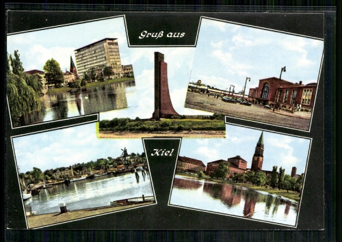 Kiel, Martensdamm, Kirche, Bahnhof, Hafen etc.